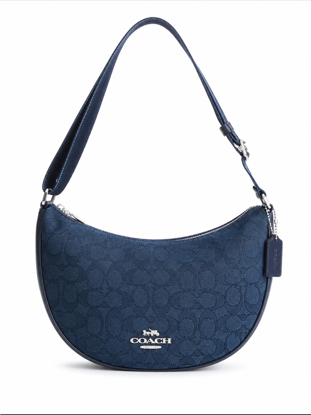 Coach 2024 Denim Pace Signature Crescent Shoulder Bag NWT Retail $378